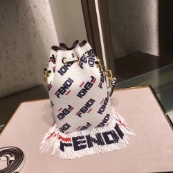 Fendi Logo-printed Fringed Mon Tresor Mini Bucket Bag  394