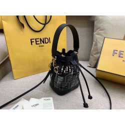 Fendi Black Mon Tresor Mini Bucket Bag In Transparent PU 464