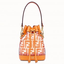 Fendi Orange Mon Tresor Mini Bucket Bag In Transparent PU 605