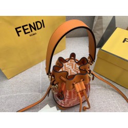 Fendi Orange Mon Tresor Mini Bucket Bag In Transparent PU 605