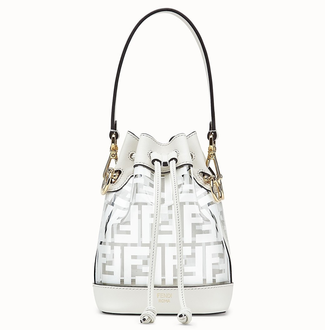 Fendi White Mon Tresor Mini Bucket Bag In Transparent PU 645