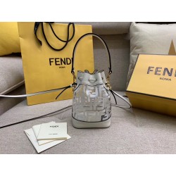 Fendi White Mon Tresor Mini Bucket Bag In Transparent PU 645