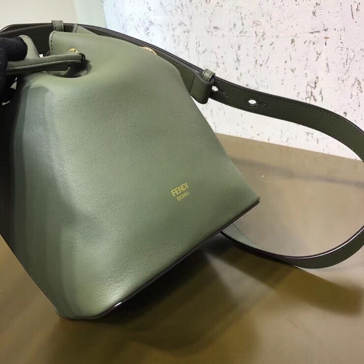 Fendi Small Mon Tresor Bucket Bag In Green Calfskin 774