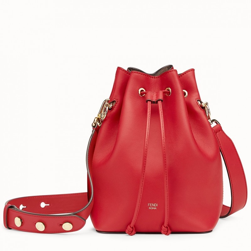 Fendi Small Mon Tresor Bucket Bag In Red Calfskin 846