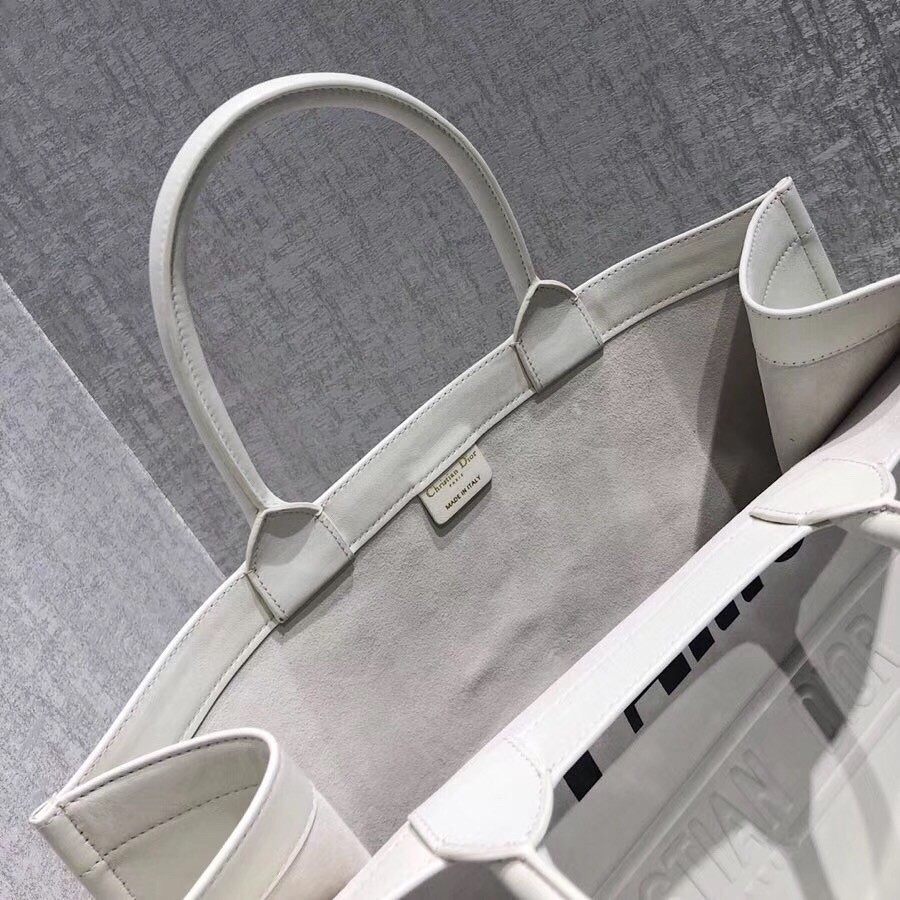 Dior Book Tote Bag In White Surrealism Printed Calfskin 515