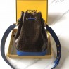 Fendi Small Mon Tresor Bucket Fabric Blue Bag 838