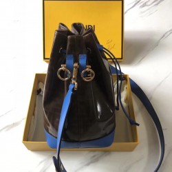 Fendi Small Mon Tresor Bucket Fabric Blue Bag 838