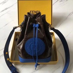 Fendi Small Mon Tresor Bucket Fabric Blue Bag 838