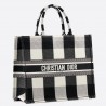 Dior Book Tote Bag In White/Black Check Embroidered Canvas 487