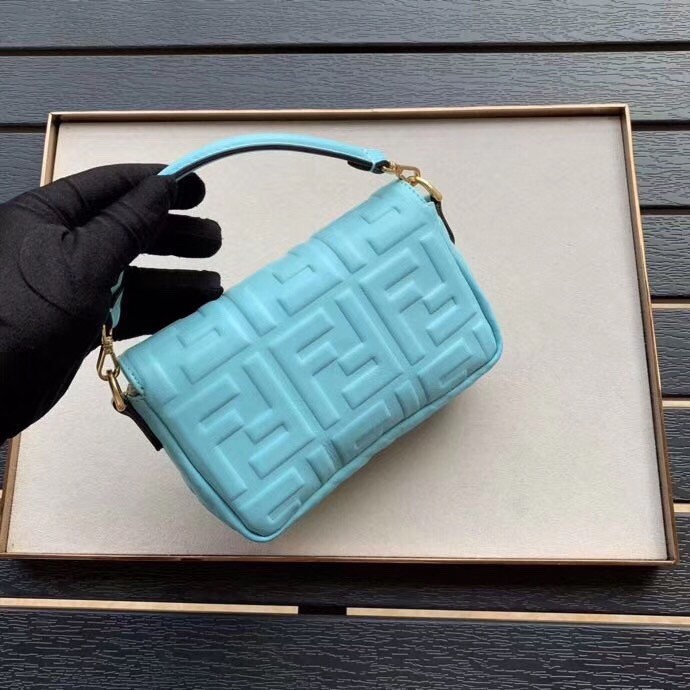 Fendi Pale Blue FF Motif Mini Baguette Bag 101