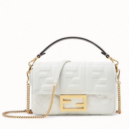 Fendi White FF Motif Mini Baguette Bag 157