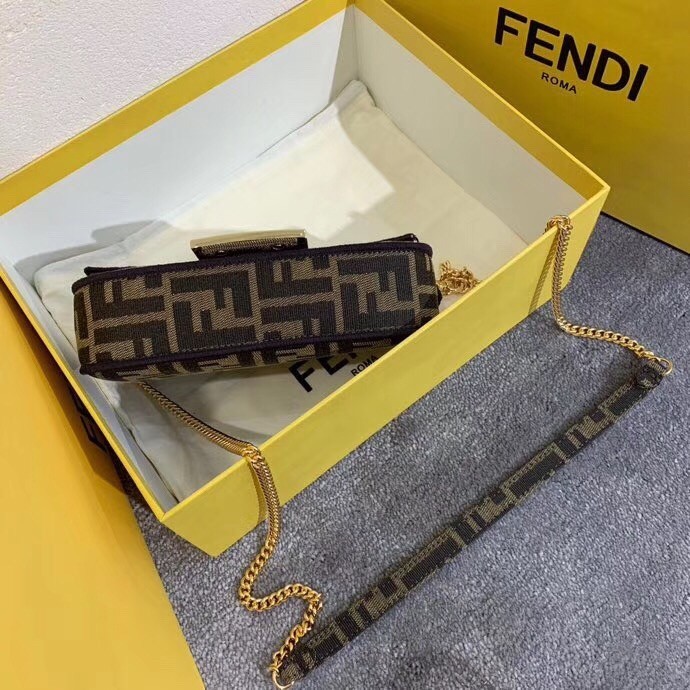 Fendi Mini Baguette Bag In FF Fabric With Black Trim 446