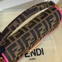 Fendi Mini Baguette Bag In FF Fabric With Fuchsia Trim 367