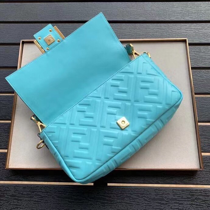 Fendi Pale Blue FF Motif Medium Baguette Bag 425