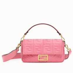 Fendi Pink FF Motif Medium Baguette Bag 458
