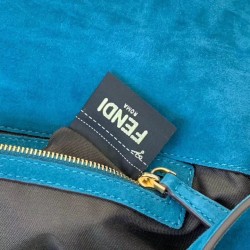 Fendi Medium Baguette Bag In Blue Suede Leather 750