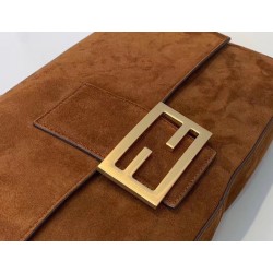 Fendi Medium Baguette Bag In Brown Suede Leather 816