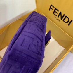 Fendi Purple Velvet FF Motif Medium Baguette Bag 453