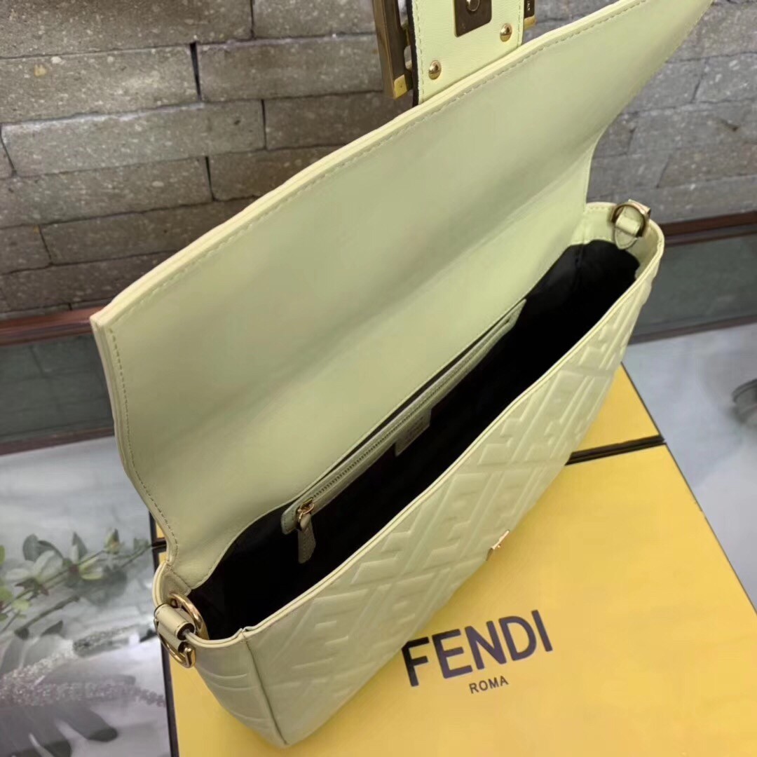 Fendi Beige FF Motif Large Baguette Bag 878