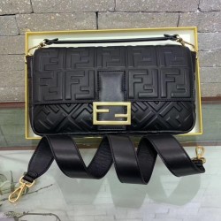 Fendi Black FF Motif Large Baguette Bag 913