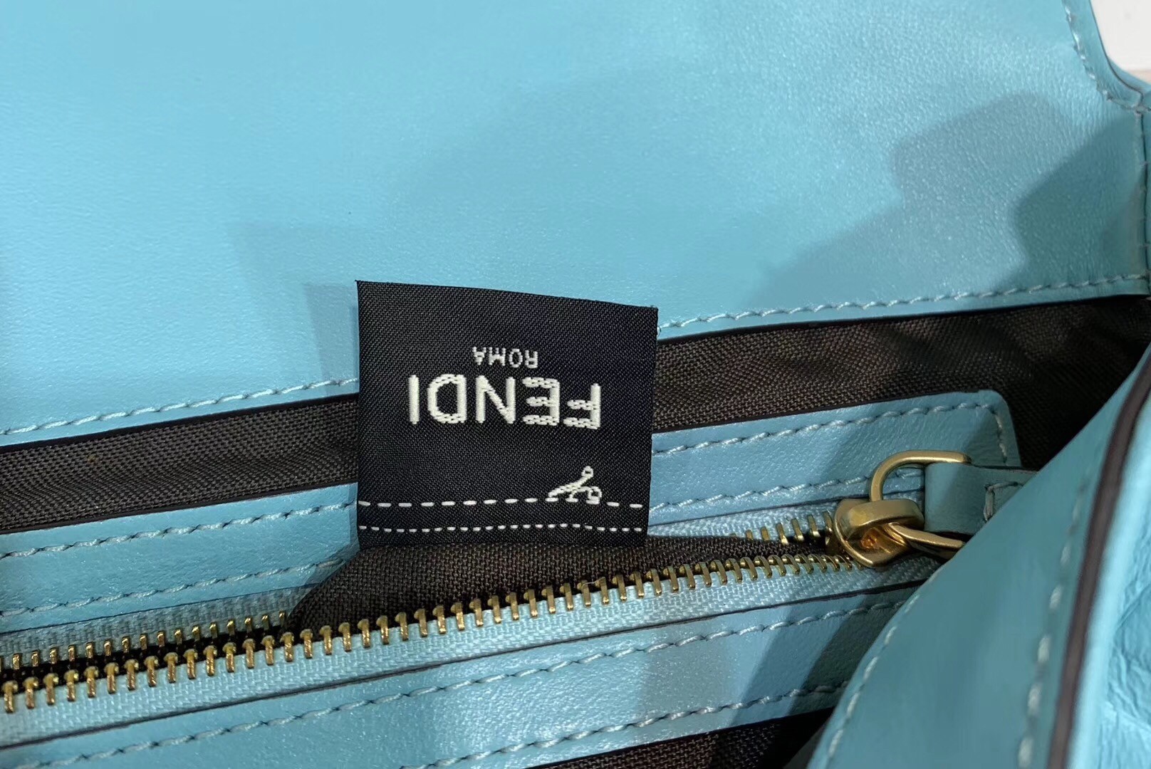 Fendi Pale Blue FF Motif Large Baguette Bag 942