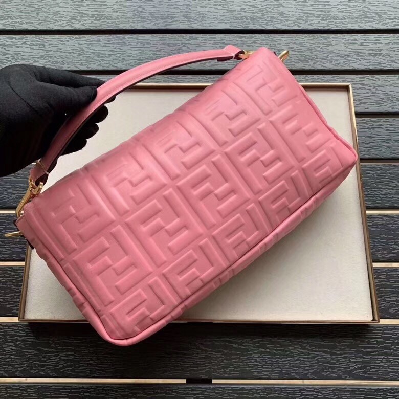 Fendi Pink FF Motif Large Baguette Bag 970