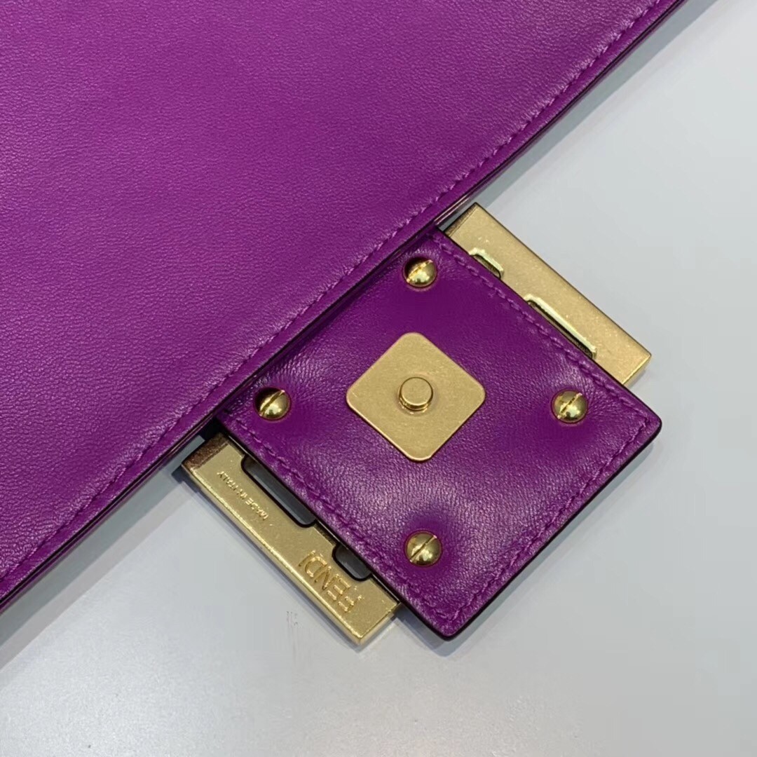 Fendi Purple FF Motif Large Baguette Bag 005