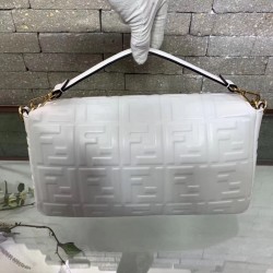 Fendi White FF Motif Large Baguette Bag 040