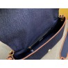 Fendi Large Baguette Bag In Blue Denim With Orange Trim 055