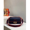 Fendi Large Baguette Bag In Blue Denim With Red Trim 728