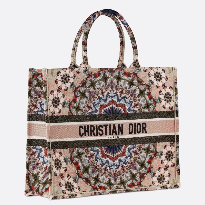 Dior Book Tote Bag In Pink KaleiDiorscopic Canvas 501