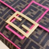 Fendi Baguette Large Bag In FF Fabric With Pink Trim 765