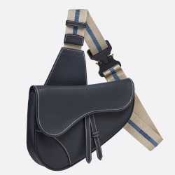 Dior Men's Saddle Belt Bag In Navy Grained Calfskin 877