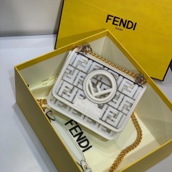 Fendi Small Kan I F Bag In White Transparent PU 555