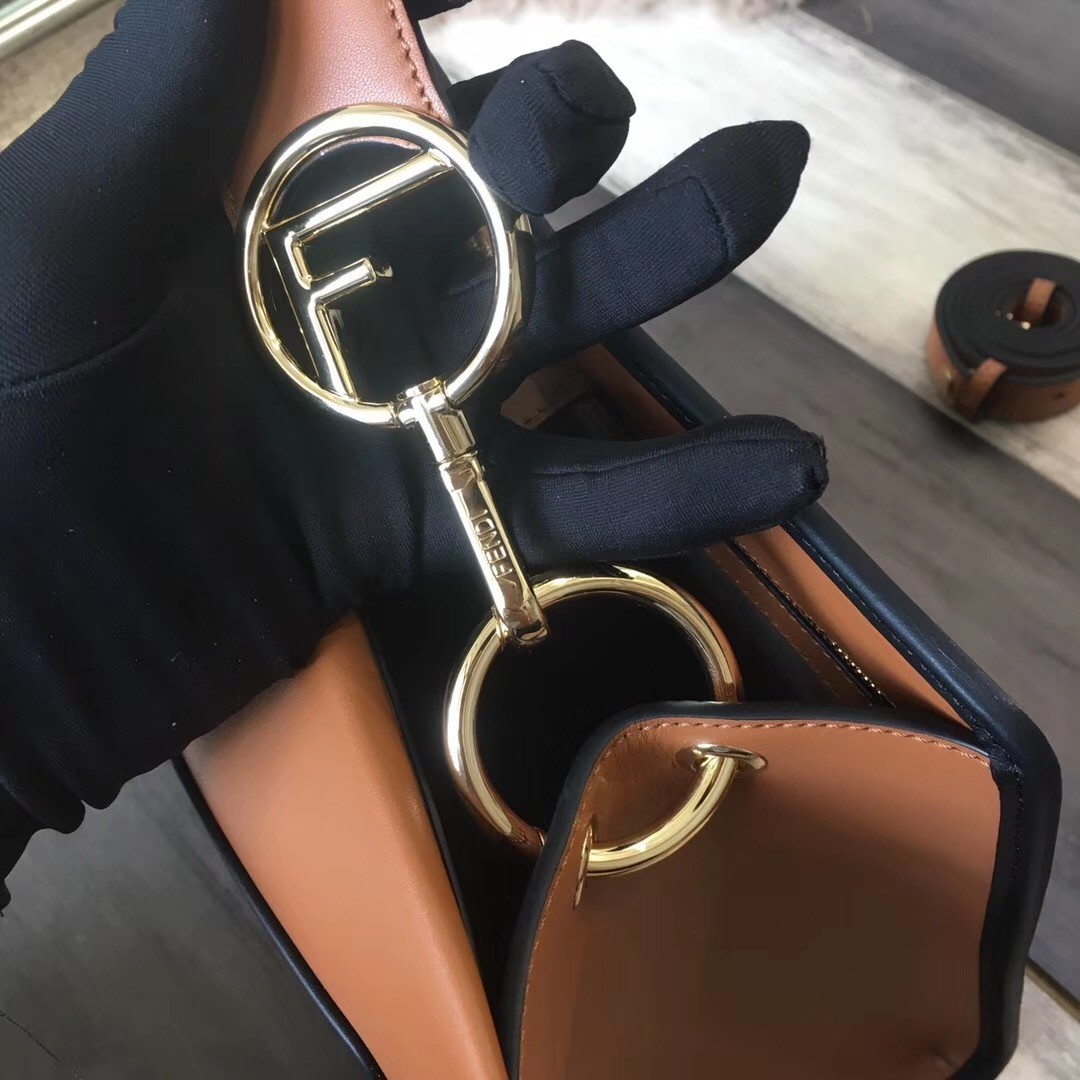 Fendi Small Runaway Bag In Camarel Calfskin Leather 621