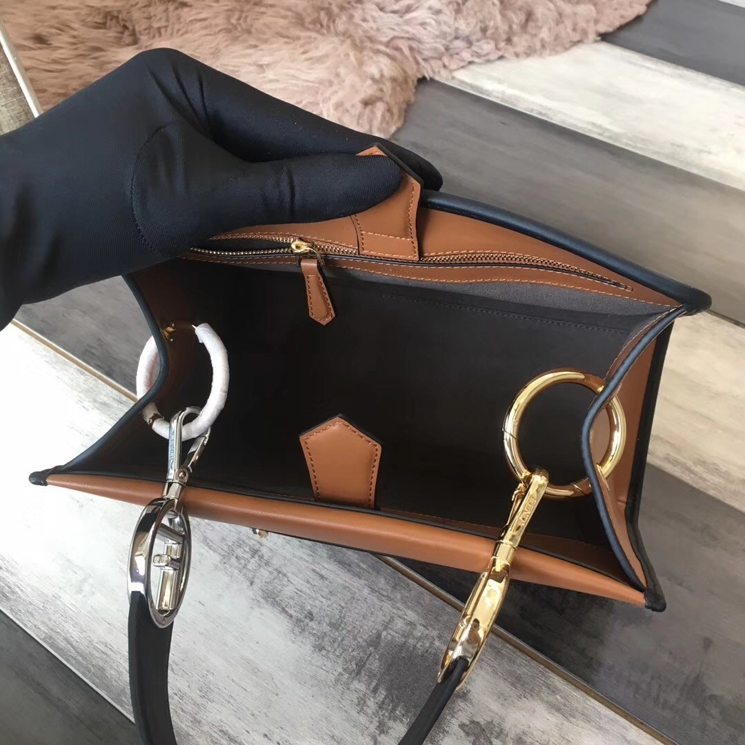 Fendi Small Runaway Bag In Camarel Calfskin Leather 621