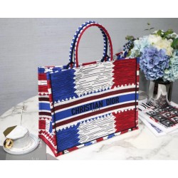 Dior Book Tote Bag In French Flag Embroidered Canvas 444