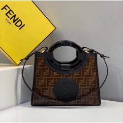 Fendi Small Runaway Shopper Bag In Brown Glazed Fabric 330