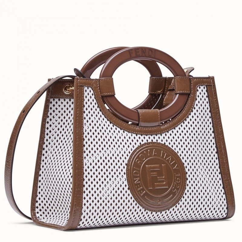 Fendi Small Runaway Shopper Bag In White Perforated Calfskin 721