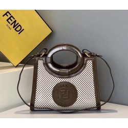 Fendi Small Runaway Shopper Bag In White Perforated Calfskin 721