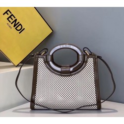 Fendi Small Runaway Shopper Bag In White Perforated Calfskin 721