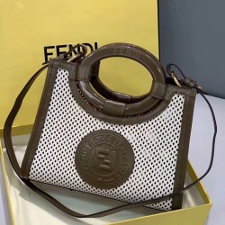 Fendi Small Runaway Shopper Bag In White Perforated Calfskin 721