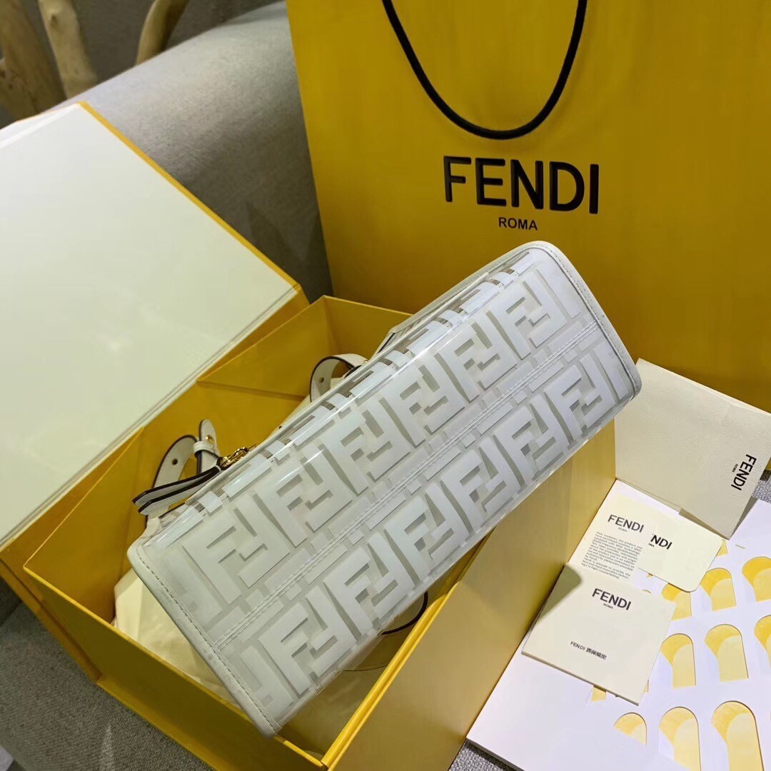 Fendi White Small PU Runaway Shopper Bag 507