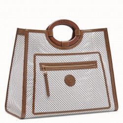 Fendi Large Runaway Shopper Bag In White Perforated Calfskin 023
