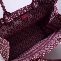 Dior Book Tote Bag In Bordeaux Oblique Canvas 839