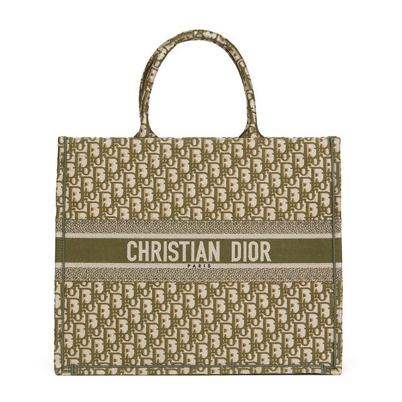 Dior Book Tote Bag In Green Oblique Canvas 783