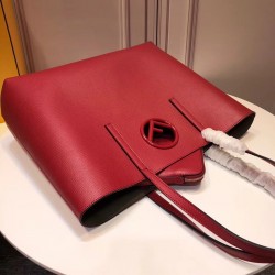 Fendi Red Leather Logo Shopper Bag 921