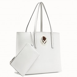 Fendi White Leather Logo Shopper Bag 936