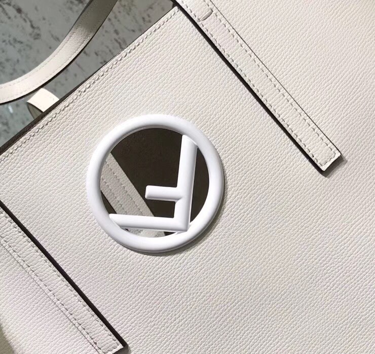 Fendi White Leather Logo Shopper Bag 936