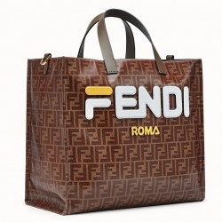 Fendi Glazed Multicolor Fabric Shopper White Logo Bag 012